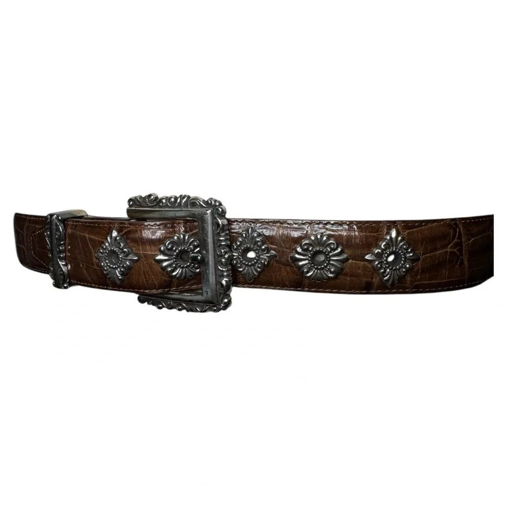 Brighton Brown Faux Alligator Vintage Belt